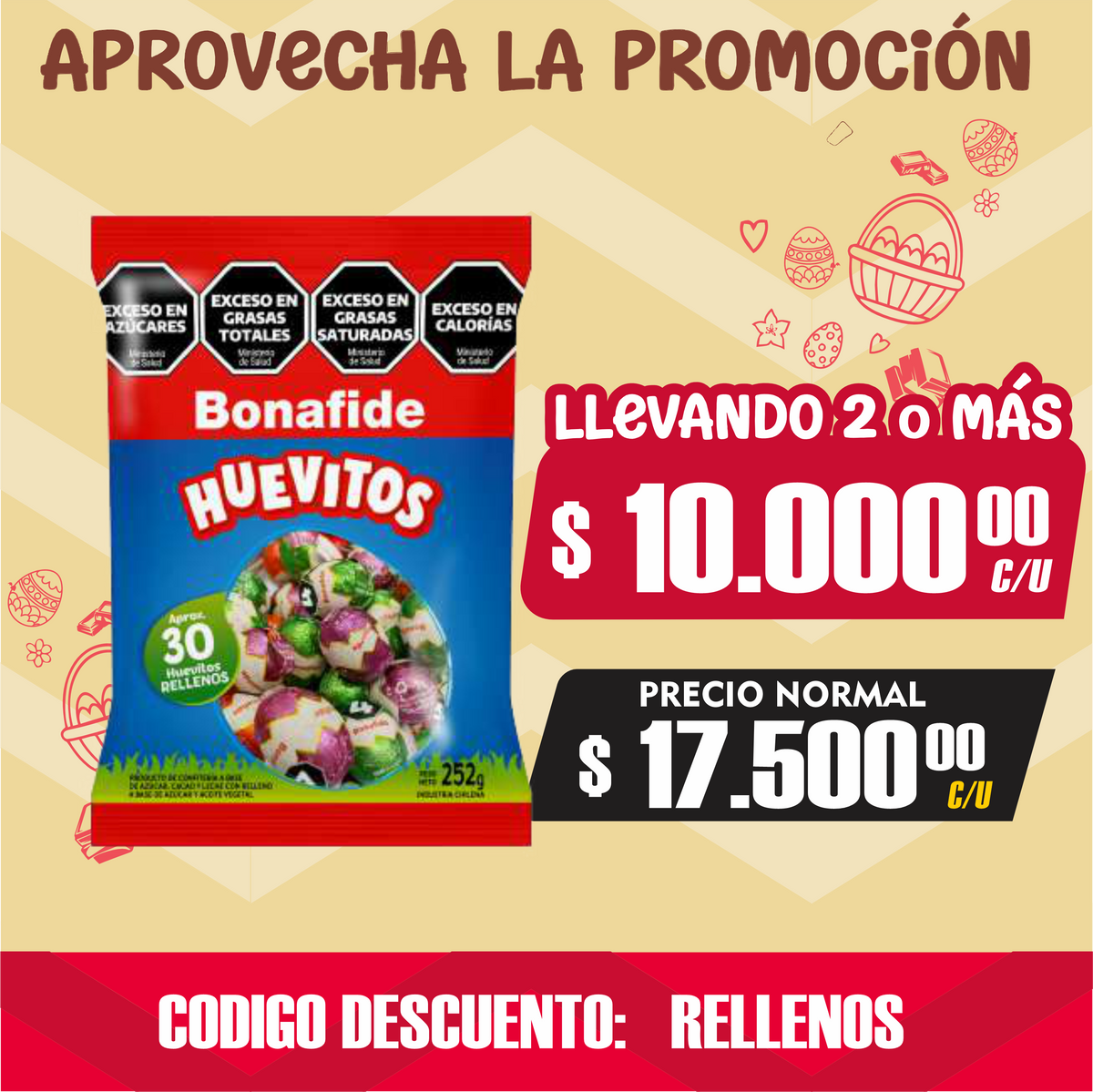 BONAFIDE BOLSA HUEVO RELLENOS x 252 GR